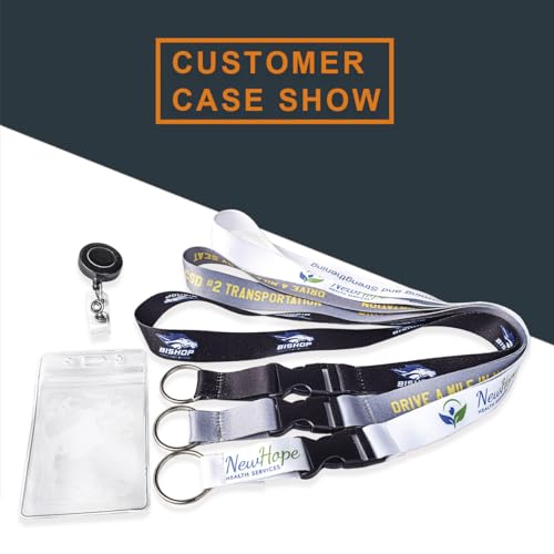 50 Pack Custom Lanyards Customized Neck Strap Print Your Name Text Logo Image Slogan with Badge Holder