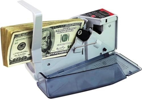 LFMDZC Mini Money Counter, Portable Money Counter Machine Bill Counter Money Handy Bill Cash Counter for Multi-Currency Handy Banknote Counter,100-240V LCD Display
