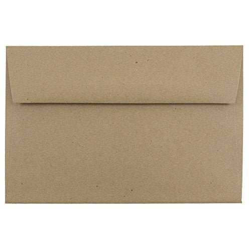 JAM PAPER A9 Premium Invitation Envelopes - 5 3/4 x 8 3/4 - Brown Kraft Paper Bag - Bulk 250/Box