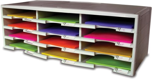 Storex 12-Compartment Literature Organizer/Document Sorter, Grey (61601U01C)