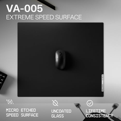 Wallhack VA-005 Glass Gaming Mouse Pad – Speed Surface, Large Mousepad for Esports, Smooth Low-Friction Glide, Tempered Glass, Ergonomic Low Profile, Durable & Portable with Carry Case | Vapour Black