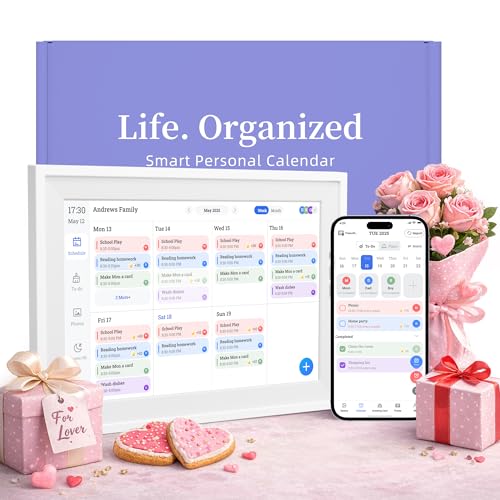 10.1’’ Smart Digital Calendar with Interactive Touch Screen, HD Display & Wall Mountable Family Organizer with Chore Chart, To-Do Lists, App Sync for Home & Office