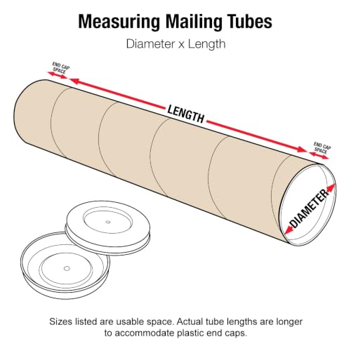 Box USA Mailing Tubes, 3" W x 20" H, 24-Pack - Round Corrugated Tubes for Mailing and Storage of Blueprints, Artwork, Crafts, Posters, Long Art Holder