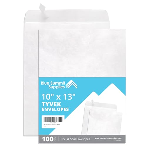Blue Summit Supplies 100 10" x 13" Heavy Duty Envelopes, Self Seal, White
