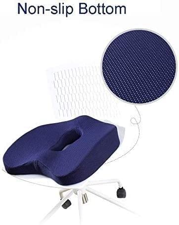GIENEX Memory Foam Lumbar Pillow and Seat Cushion Combo, Ergonomic Lower Back Lumbar Pillows with 3D Stereo Multi-Point Support, for Office Chair, Car Seat, Wheelchair