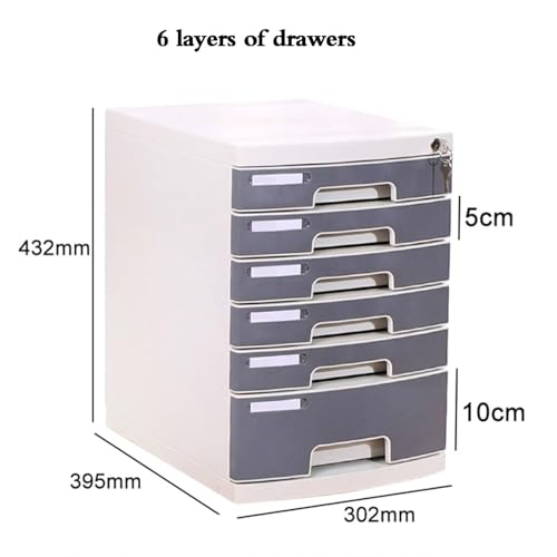 GUODDM 4~7-Tier Desktop File Box - Lockable A4 Plastic Storage Drawer Cabinet, Office File Organizer, Desk Organizer For Files, Supplies Stationery(6-layers)