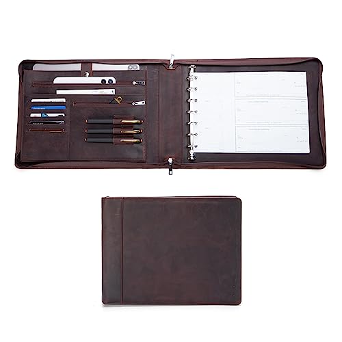 Geslun Leather 7 Ring Check Binder, 3-On-A-Page for 600 Checks (9 x 13”)