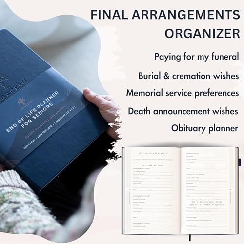 End of Life Planner for Seniors - Guided Estate Planning Organizer for Next of Kin. Large What To Do When I’m Gone Book and Important Document Organizer to Share with Your Executor (Navy Blue)