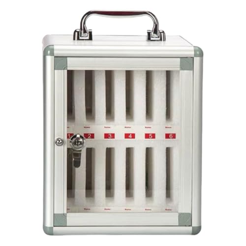 Wcxixo Slots Cell Phone Storage Box Aluminum Alloy Cell Phone Storage Cabinet Wall-Mounted Cell Mobile Phone Lock Box Desktop Classroom Pocket Chart with Handle and Security Lock for Classroom Office