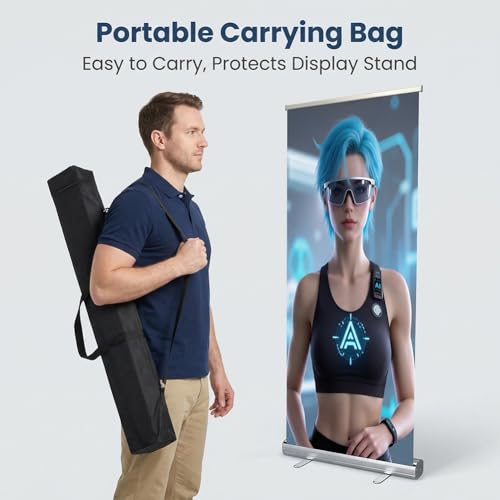 HYSDPOT Standard Retractable Banner Stand with Carrying padded Canvas Bag and Box (Stand Only) (33.5"x80")(6 UNITS)