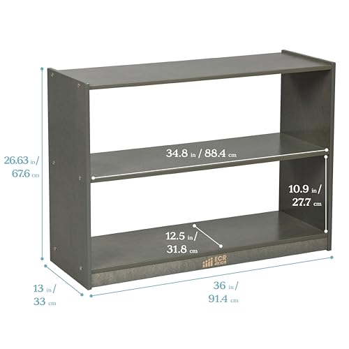 ECR4Kids 2-Shelf Mobile Storage Cabinet, Double-Sided, Grey Wash