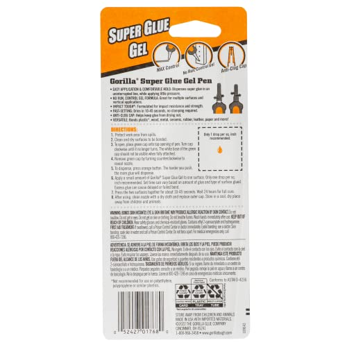Gorilla Super Glue Gel Pen, 5.5 Gram (Pack of 6)