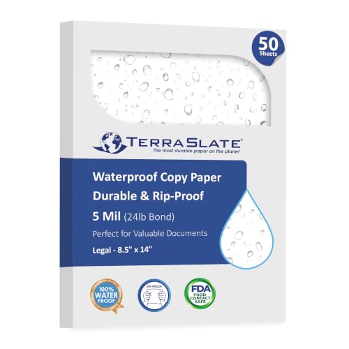 TerraSlate Paper 5 Mil 8.5" x 14" Waterproof Laser Printer/Copy Paper 50 Sheets