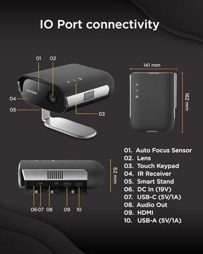 ViewSonic M1 Max 1080p Smart LED Portable Projector with Built-in Google TV
