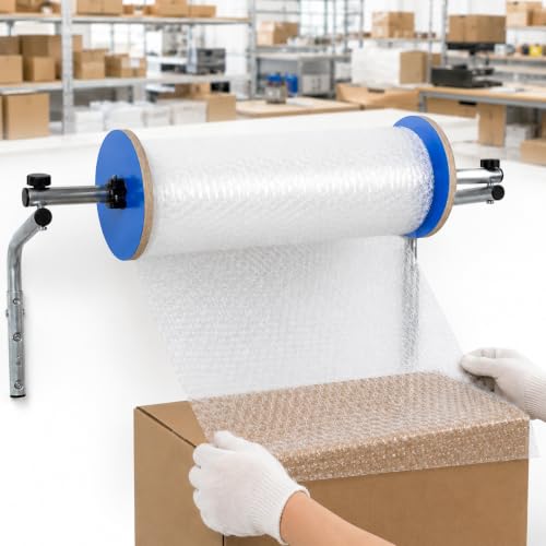 YNBXM Wall Mount Bubble Wrap Roll Holder, Fits 15.75 in, Easy Film Replacement Bubble Foam Wrap Roll Dispenser for E-Commerce Packing & Warehouse Packing Galvanized Steel Build