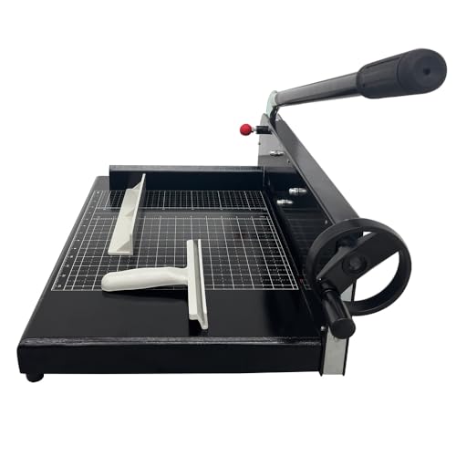 EQCOTWEA Manual Stack Paper Cutter, Max 12.2inch A4 Cutting Width Guillotine Paper Trimmer, 0.02inch-1.58inch(0.5-40mm) Cutting Thickness with Gridlines Metal Base Desktop Stack Cutter Black Color
