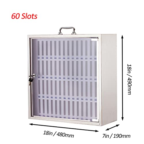 SDdPulse Wall-Mounted Lockable Mobile Phone Storage Box with Handle - 12-Slot Safe Deposit Case for Office/Classroom Staff - Secure Cell Phone,60slots