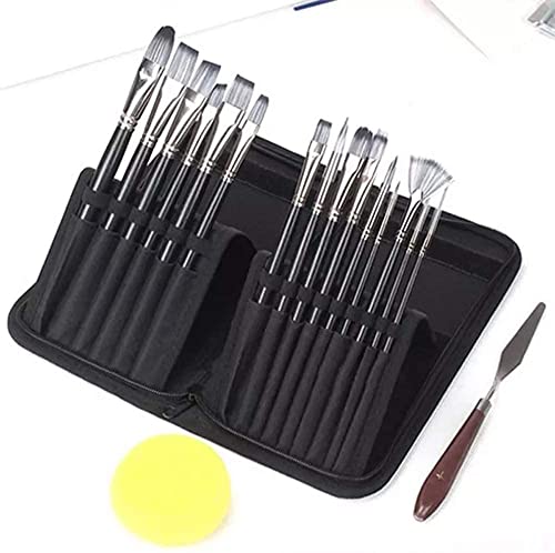 Feilx Art Paint Brushes Set 15 Size Acrylic Brushes for Painting Contains Premium Nylon Hair and Art Knife Sponge Paintbrush Sets