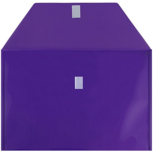 JAM PAPER Plastic Envelopes with Hook & Loop Closure - Legal Booklet - 9 3/4 x 14 1/2 - Assorted Colors - 12/Pack