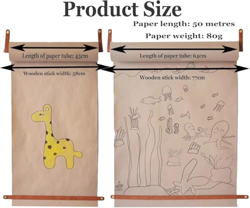 LNNW Kraft Paper Dispenser Butcher Paper Roll Dispenser, Wall Mount Note Roller Dispenser, Kraft Paper Dispenser Farmhouse Decor Message Boards Decorative Message Boards for Wall(45cm)