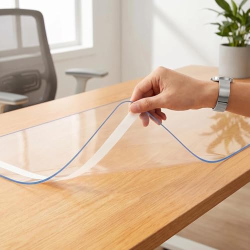 27x72 Inch Office Desk Blotter Mat Clear Plastic Table Protector Cover Pad PVC Transparent Topper Surface Proection Pad Anti Scratch Table Mat Glass Dinner End Easy Clean