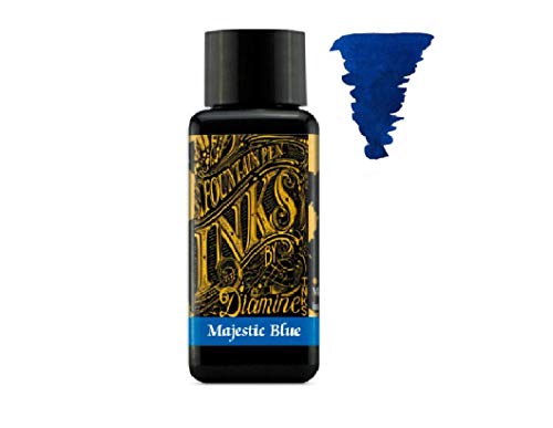 Diamine - 30ml Fountain Pen Ink - Color Wheel - 6 Pack - Autumn Oak, Hope Pink, Jet Black, Ultra Green, Majestic Blue, Red Dragon