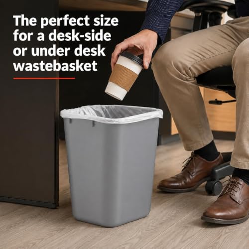 7 Gallon Gray Recycling Wastebasket Under Desk Plastic Trash Can | 10 PACK