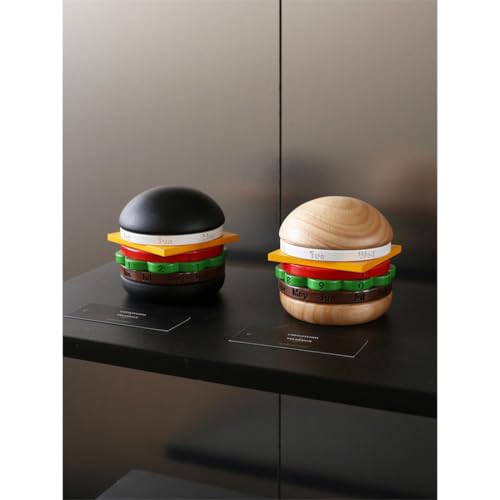 Rotating Hamburger Perpetual Calendar, Creative Hamburger Desk Rotatable Calendar with Month and Date Display, Gift & Desktop Decoration for Home Office and Adults (Dark Burger)