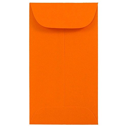 JAM PAPER #6 Coin Business Colored Envelopes - 3 3/8 x 6 - Orange Recycled - Bulk 250/Box