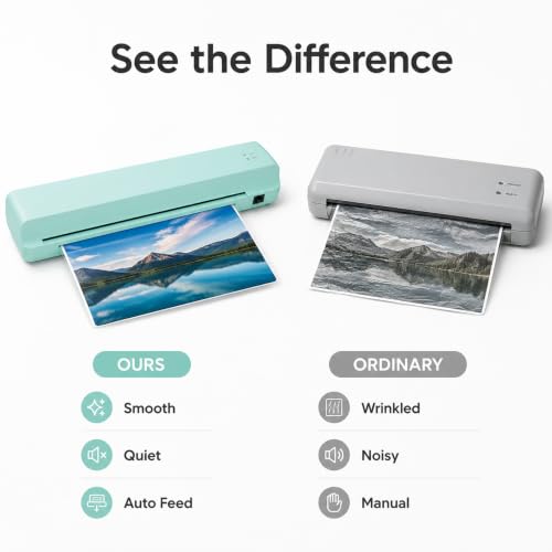 Craftelier Minty Laminator and Hot Foil Applicator, Low Noise Thermal Laminator Machine with Rapid Preheating for Home Office School Business，Pink