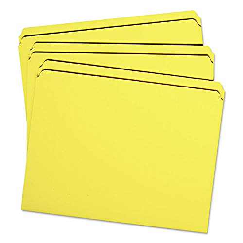 Smead 12910 File Folders Straight Cut Reinforced Top Tab Letter Yellow 100/Box