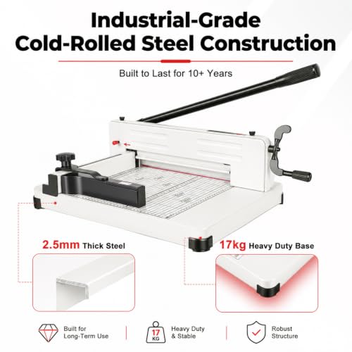 12 Inch Heavy Duty Paper Cutter, 400 Sheet Guillotine Trimmer with Safety