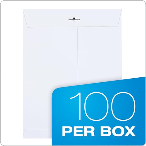 Quality Park 9 x 12 Clasp Envelopes,Deeply Gummed Flaps for Permanent Secure Seal, Great for Filing, Storing or Organizing Documents, 28 lb. White Wove, 100/Box (QUA38390)