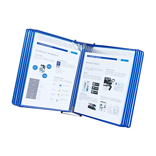 GFSGHZZ Wall Mount Reference Organizer - Catalog Display Rack, 10 Panels Wall Display Board System, A4 Size Wall Lectern, Document Organiser, Consultation and Presentation Documents,Blue