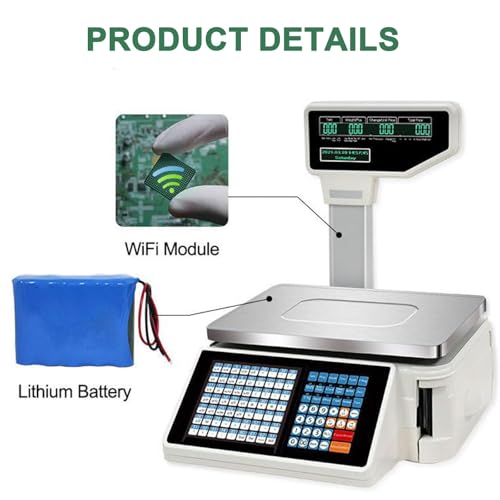 Dual Display Counting Scale,Label Printing Scales,Cash Register Scale,Price Computing Scale,30Kg Digital Barcode Scales,for Supermarket/Retail Machine+cashbox