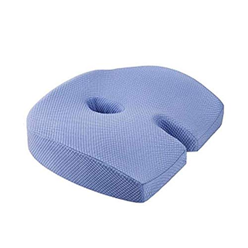 NCRD Seat Cushion Pillow for Office Chair - Memory Foam Firm Coccyx Pad - Tailbone, Sciatica, Lower Back Pain Relief - Contoured Posture Corrector for Car,Home,Office (Color : Blue)