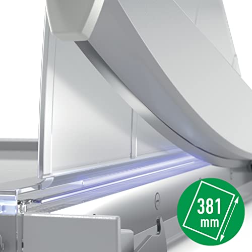Leitz Precision Office Paper Cutter A4+, Guillotine, Cuts 15 Sheets, 381mm Cut Length, Precision Steel Blade, Premium Glass Base with Edge Glow & Blade Guard, 90210000