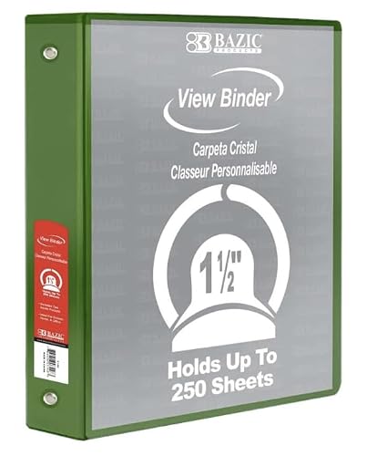 24 Pack, 1.5" Green 3-Ring View Binder w/ 2-Pockets