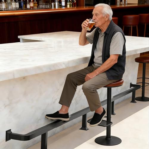 Commercial Bar Rail Foot Rest Brackets, Undercounter Flat Modular Footrest Rail System, 3 4 5 6 7 8 9 10 12 14 16 Foot High Chair Leg Support Pole(Black,3ft/91cm)