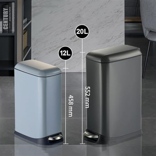 Garbage Bin Trash Can Removable Wastebasket with Step Pedal(Silver,12L)