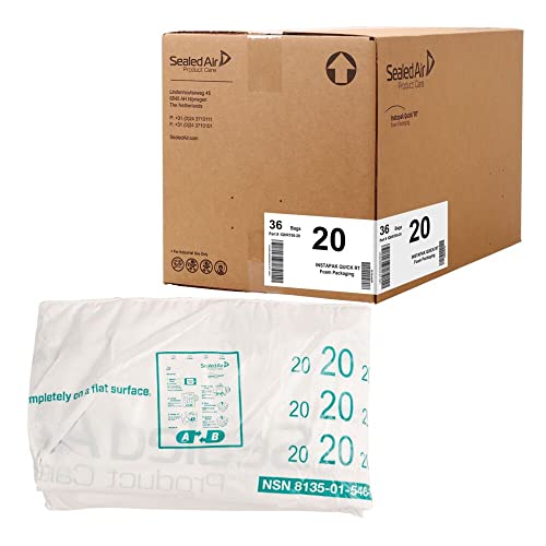Sealed Air Instapak Quick RT, #20 Bag for 10"x10"x10" Box, Easy to Use, The ultimate protection for fragile shipments, Foam Packaging Bags (Pack of 36) (IQHRT00-20)