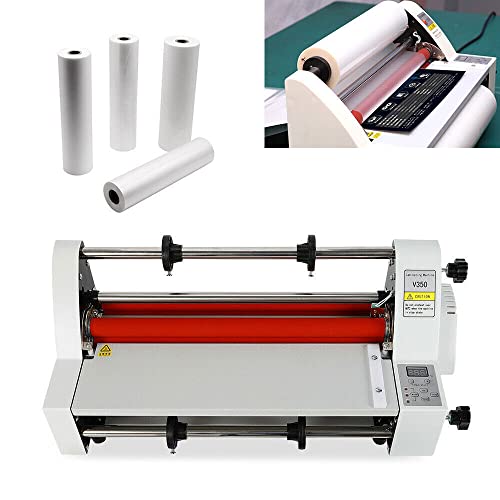 Office Laminator Machine Commercial Hot Cold Roll Laminato Cold Laminating, Single/Dual Sides Lamination, Tension Adjustable for Various Types Such as Cross-Patterned Films