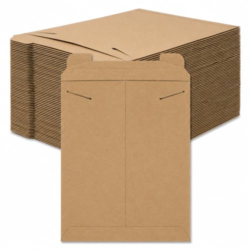 BOX USA Rigid Mailers 13 x 18 (100-Pack) - Kraft Mailer Envelopes for Art Prints, Posters, Large Photos - Stay Flat