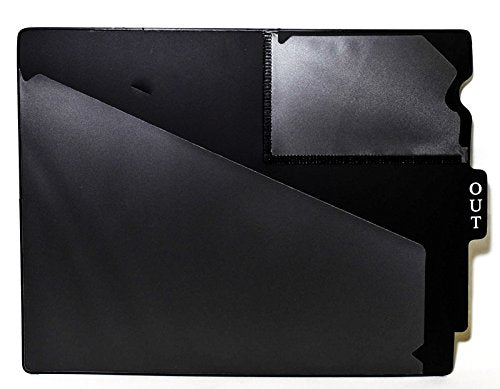 Pack of 25 Center TAB Vinyl OUTGUIDES, (Pack of 25) Letter Size 9-1/2" x 12-7/8" Overall. Two Pockets (Black)