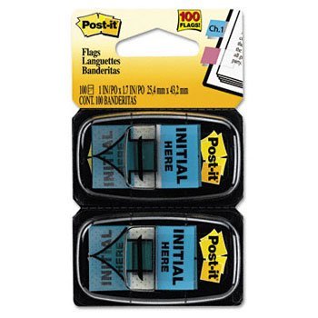 Post-it Printed Message Flags FLAG,INITIAL HERE, 2PK 50 118699FF (Pack of15)