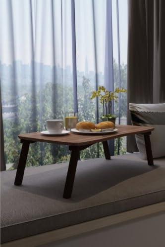 Laptop Lap Desk Walnut Wood Portable Breakfast Tray Table 19.7 x 13.8 in - Walnut