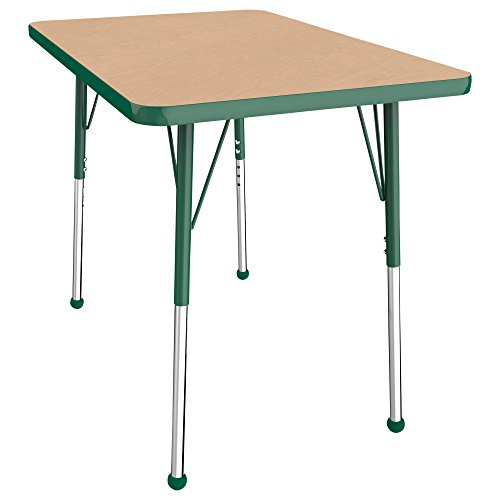 FDP 24" x 36" Rectangle Table with Ball Glide Legs - Maple/Green
