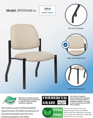 Boss Office Products Guest Chair, 300 lb. Weight Capacity, Beige