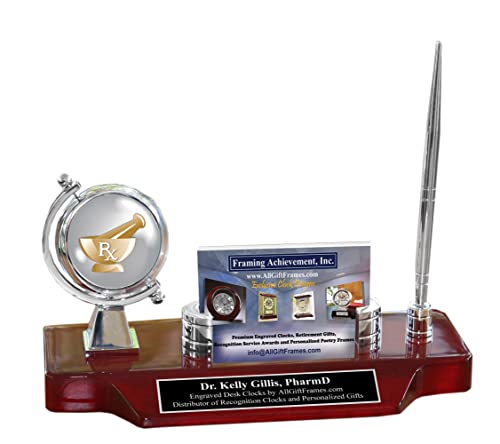 Pharmacist Nameplate Engrave Desk Clock PharmD Doctor of Pharmacy Gift