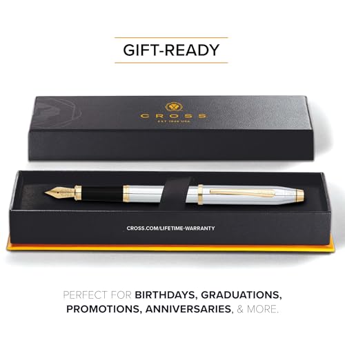 Cross Century II Medalist Gold Plated Medium Nib Fountain Pen, Black Ink